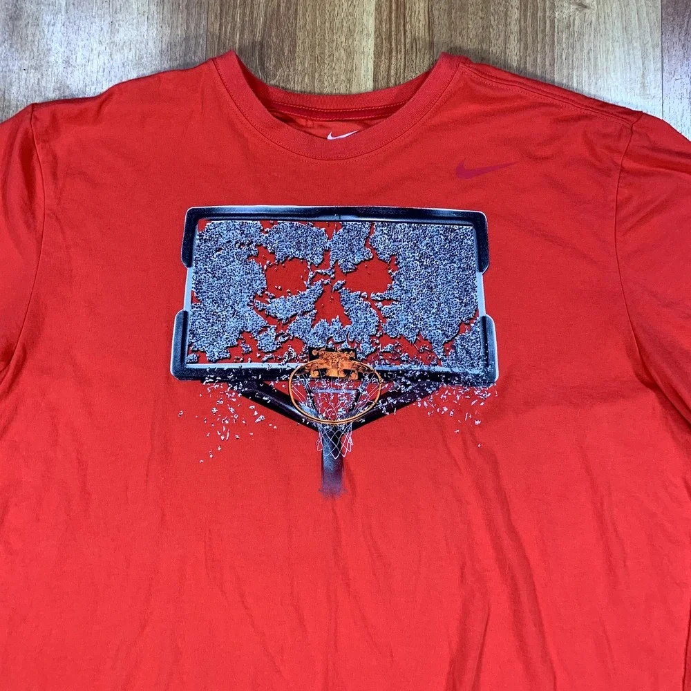 Nike Shirt Mens Extra Large XL Red Broken Basketball Board Athletic Casual